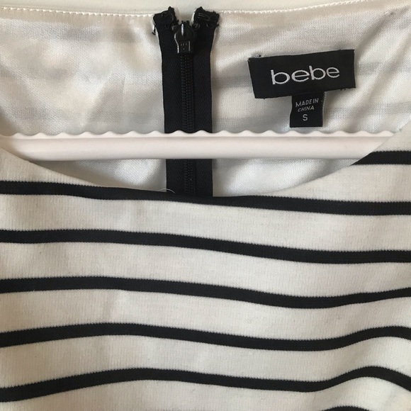 Size small black and white striped cocktail dress by Bebe - Picture 2 of 5